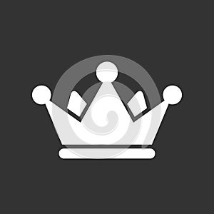 Crown Icon in flat outline style isolated on black