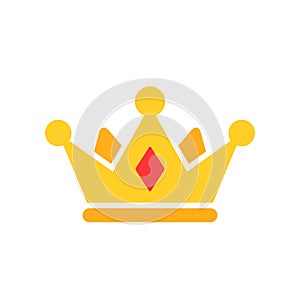 Crown Icon in flat outline style isolated on white