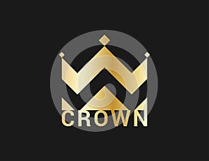 Crown icon. Gold crown on black background