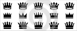 Crown icon vector set. Crowns simple icons design symbol of jewelry, luxury, deluxe, fashion and authority. Crown vectors stock