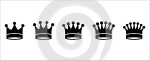Crown icon vector set. Crowns simple icons design symbol of jewelry, luxury, deluxe, fashion and authority. Crown vectors stock