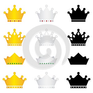 Crown icons set