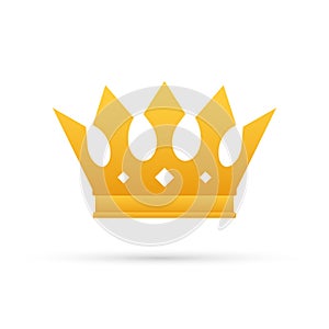 Crown of king isolated on white background. Gold royal icon. Vector stock illustration