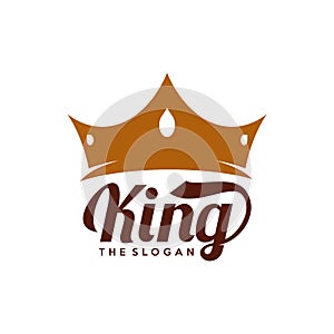 Crown and King logo design vector template, tipography, Crown emblem