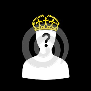 Crown of king and and person with question mark