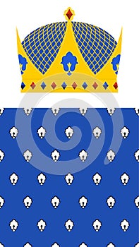 Crown for King and Royal pattern. Vector set for Kingdom.