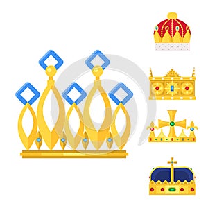 Crown king vintage premium white badge heraldic ornament luxury kingdomsign vector illustration.