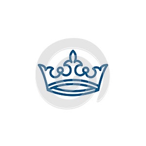Crown Line Blue Icon On White Background. Blue Flat Style Vector Illustration
