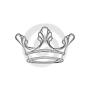 Crown line icon. Royal symbol. Design element. Vector.
