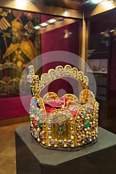 Crown in Museum Hofburg palace in Vienna Austria