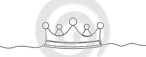 Crown of one continuous line drawn. Crown - symbol of king and majesty drawn in one line. Vector