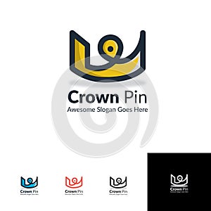 Crown Pin with geo tag on the top for logo template photo