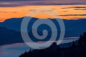 Crown Point and Beacon Rock at Dawn