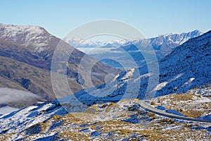 The Crown Range Road, a scenic drive near Queenstown