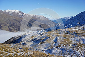 The Crown Range Road, a scenic drive near Queenstown