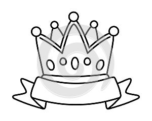 Crown with ribbon black and white