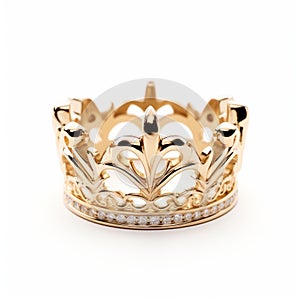 Crown Ring With 8k Diamonds In 18k Yellow Gold