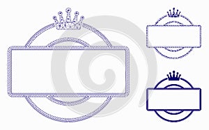 Crown Round and Rectangle Frame Vector Mesh Carcass Model and Triangle Mosaic Icon