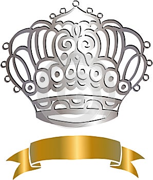 Crown and Scroll Vector Illustration