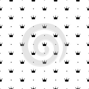 Crown seamless pattern. Repeating royal texture. Black color lattice on white background. Repeated wallpaper for design prints. Cu