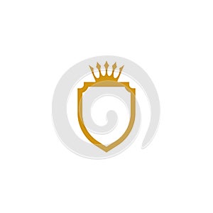 Crown with shield logo vector icon template