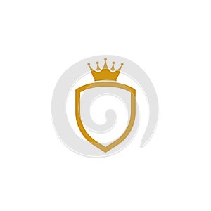 Crown with shield logo vector icon template