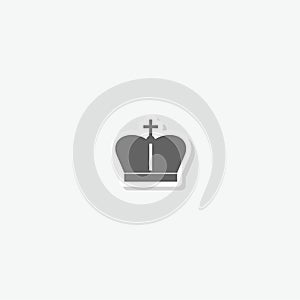 Crown simple icon sticker isolated on gray background