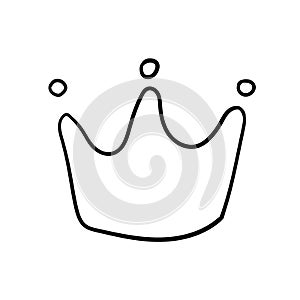 The crown. Sketch. Attribute of a royal person. Vector illustration. Doodle style. Outline on isolated background