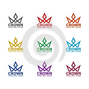 Crown star company logo icon isolated on white background. Set icons colorful