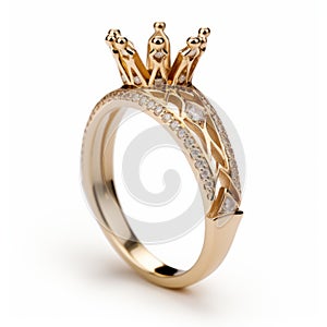 Crown Style Gold Ring With Diamonds - Inspired By James C Christensen