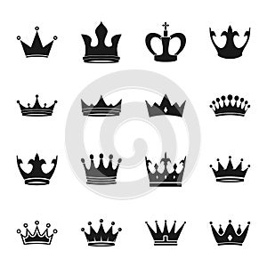 Crown symbols set. Vector icons collection