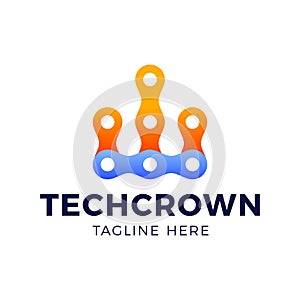 Crown technology logo. Crown vector in line art style for technology logos, networks, internet and wireless, developers and