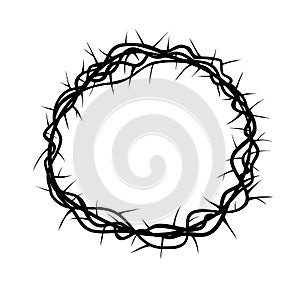 Crown of thorn Jesus easter vector illustration Church logo Christian symbols design element. Silhouette design vector religious photo