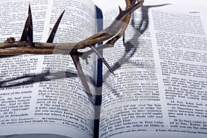 Crown of thorns on Bible