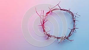 Crown of thorns on blue and pink background