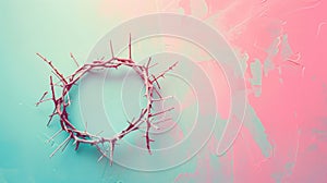Crown of thorns on blue and pink background