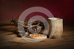 Crown of Thorns, Cup, Nails and Bread