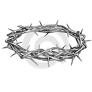 Crown of thorns, easter religious symbol of Christianity hand drawn vector illustration sketch