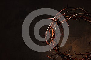 Crown of thorns illuminated on a dark background