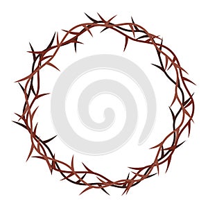 Crown of thorns isolated on white background. Religious symbols in flat style