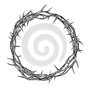 Crown of thorns of Jesus Christ, easter religious symbol of Christianity,  crucifixion thorn