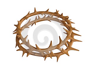Crown of thorns of Jesus Christ. Religion Easter symbol salvation. 3d icon graphic drawing isolated on white background