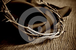 The crown of thorns of Jesus Christ, sepia toning
