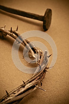 Crown of thorns and nails photo
