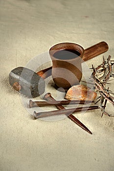 Crown of Thorns and Nails with Communion Elements