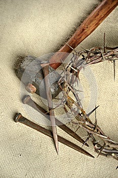 Crown of Thorns, Nails and Hammer