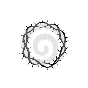 Crown of thorns religious symbol Christian logo hand drawn vector illustration sketch on white background