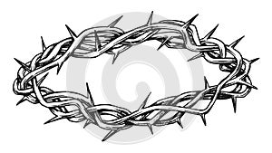 Crown Of Thorns Religious Symbol Hand Drawn Vector photo