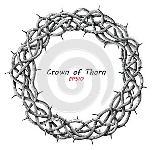 The crown of thorns vintage illustration black and white clip art