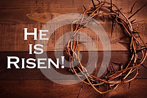 A crown of thorns on a wooden background. Easter Theme